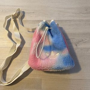 Adidas Mini Sherpa Pink Blue Bucket Backpack Side Bag 9”H x 9”W x 4”D NWT $45